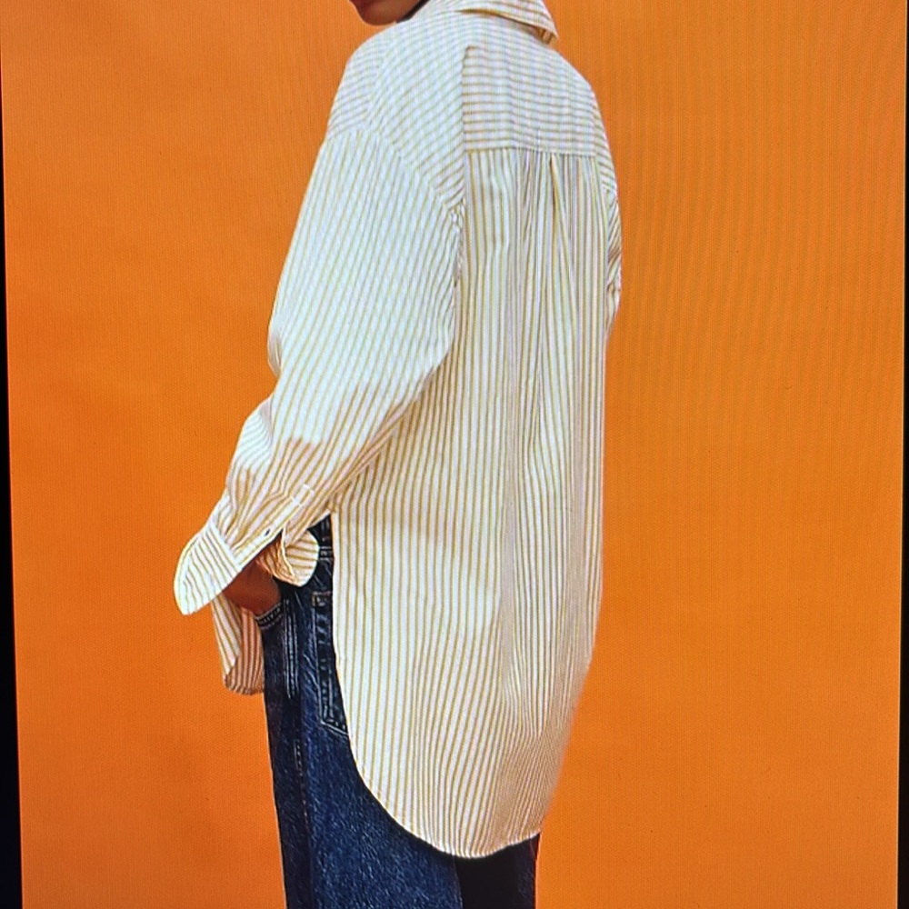 Anthropologie BENNETT Button-down Shirt Maeve Yellow Striped XL NWT summer HOT